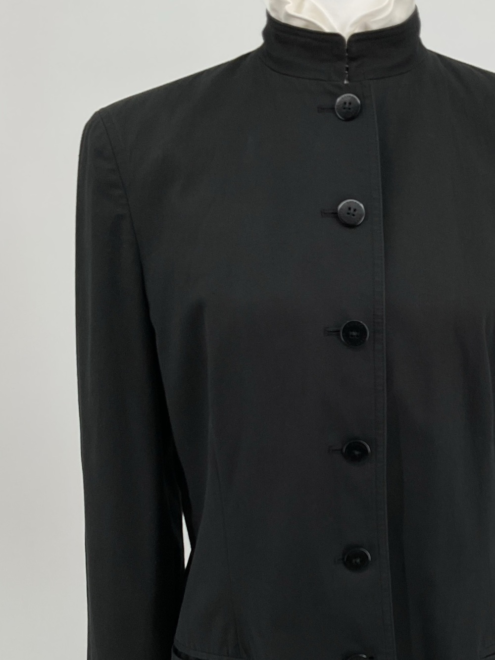 Lauren Ralph Lauren Black Stand Collar Blazer Minimalist Tailored Jacket Size 10
